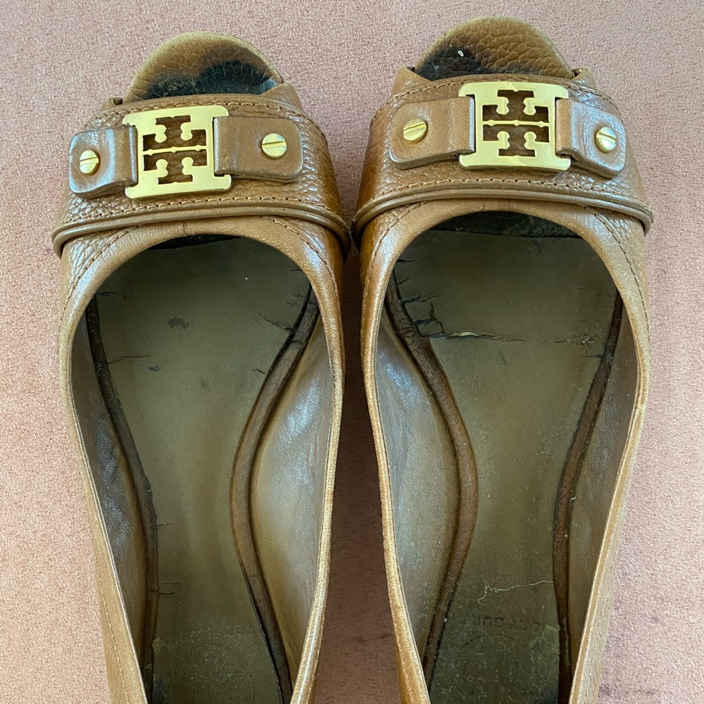 Tory Burch Cline Peep Toe Ballet Flats - Size 8.5